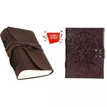 Комбинированный кожаный дневник Кожаный дневник ручной работы с тиснением звезды, путешествия и двойного волка, со старинным замком. Размер 5*7 дюймов 5 x 7 in коричневый