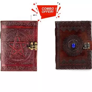 Комбинированный кожаный дневник, кожаный дневник ручной работы для мужчин и женщин, журнал, бумажный блокнот, дневники, планировщик. Размер 7 х 5 дюймов. 7 x 5 in коричневый