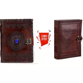 Комбинированный кожаный дневник, кожаный дневник ручной работы для мужчин и женщин, журнал, бумажный блокнот, дневники, планировщик. Размер 7 х 5 дюймов. 5 x 7 in коричневый