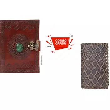 Комбинированный кожаный дневник Кожаный дневник в винтажном стиле, сделанный вручную из натуральной и экологически чистой продукции. 6 x 4 in коричневый