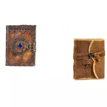 Комбинированный кожаный дневник Кожаный винтажный журнал ручной работы Дневник путешествий 7 x 5 in коричневый