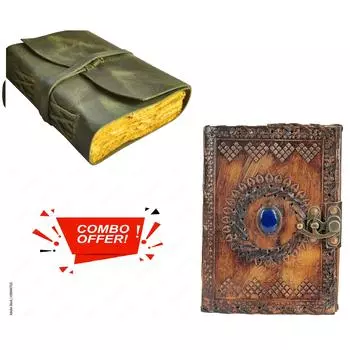 Комбинированный кожаный дневник Кожаный журнал с застежкой Журнал с драгоценными камнями Блокнот для письма Пустой блокнот Кожаный журнал для мужчин - Журнал в кожаном переплете - Ручная работа 5 x 7 in