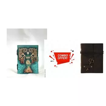 Комбинированный кожаный дневник ручной работы с тиснением Дневник путешествий в стиле Матери Земли Кожаный дневник Записная книжка Древо жизни Антикварный тисненный переплет 5 x 7 in