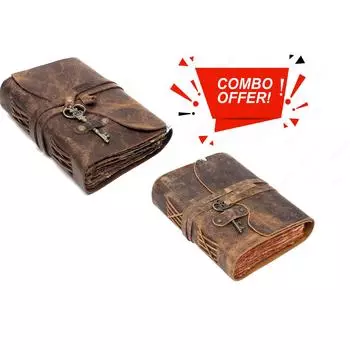 Комбинированный кожаный дневник ручной работы, винтажный кожаный дневник, винтажные страницы ручной работы, коричневого цвета коричневый