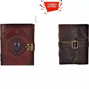 Комбинированный кожаный дневник Винтажный кожаный дневник для мужчин и женщин Кожаный винтажный блокнот для записей. 7 x 5 in коричневый