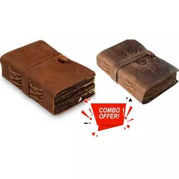 Комбинированный кожаный дневник, винтажный журнал, кожаный дневник, записная книжка, уникальный дневник ручной работы с тиснением, дорожный дневник 5 x 7 in коричневый