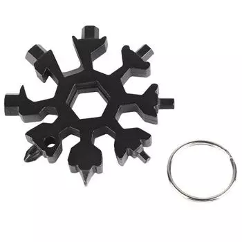 Комбинированный многофункциональный инструмент Ramidos 18-в-1, компактная портативная карта инструментов для снежинок на открытом воздухе One Size чёрный