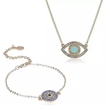 Комбинированный набор Estele с позолоченной подвеской и браслетом «Сглаз» для девочек и женщин