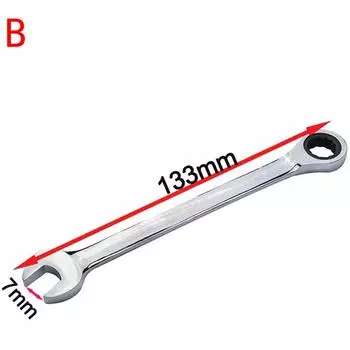 Комбинированный набор ручных инструментов с храповым механизмом и гаечными ключами для ремонта дома и сада серебряный