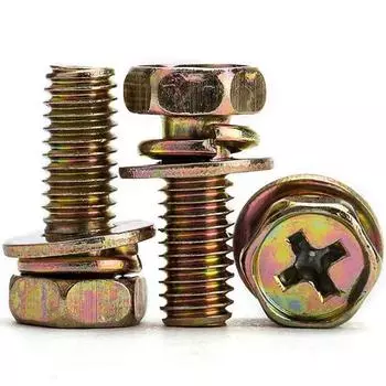 Комбинированный шестигранный винт с железным покрытием и плоской шайбой (М5/М6/М8) M5x14mm Bolt, M10 Washer
