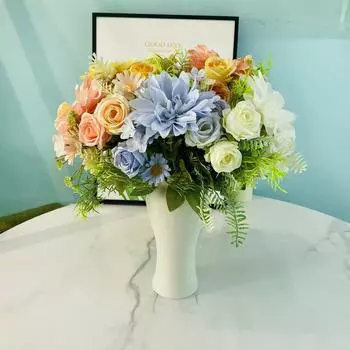 Комбинированный стол с имитацией цветов, искусственный цветок, роза, торговец, супермаркет, шелковый цветок, небольшой столик, размещенный на искусственном цветке, украшение для гостиной шампанского