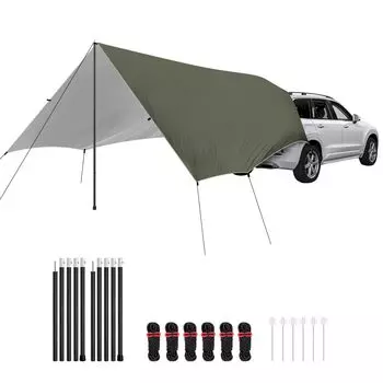 KOMCLUB Автомобильный солнцезащитный козырек для заднего борта автомобиля, открытый для сна в автомобиле, совместимый с различными моделями, легко устанавливаемыми блокирующимися внедорожниками, ультрафиолетовыми лампами для сна в горах