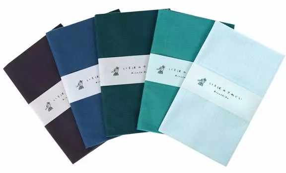 KOMESICHI Iroha Colored Solid Tenugui Hand Set of Made in 87 x 33 Pattern C Towels, 5, 100% Cotton, Japan, Anti-Fray Finish, cm,