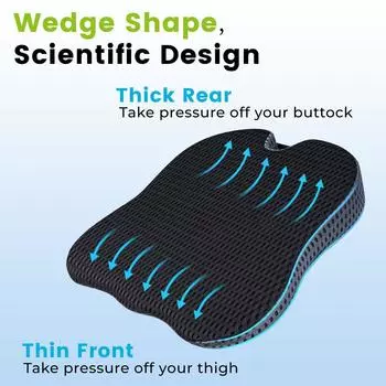 Комфортная автомобильная клиновидная подушка для сиденья водителя автомобиля, офисного кресла, инвалидной коляски, подушка для сиденья из пены с эффектом памяти, ортопедическая поддержка чёрный