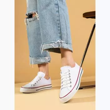 Комфортные повседневные хлопковые кроссовки унисекс с низким берцем на плоской подошве 10-3232-22