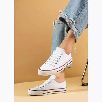 Комфортные повседневные хлопковые кроссовки унисекс с низким берцем на плоской подошве A3232-20