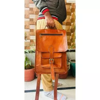 Комфортный кожаный рюкзак Handicraft. 12 x 16 x 5 in коричневый