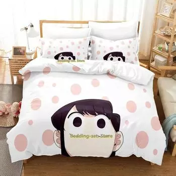 Komi Can t Communicate Bedding Set Cartoon Anime three-piece set Adult Kid Bedroom Duvetcover Sets 3D Kawaii Girls date a live 70x133cm 2pcs