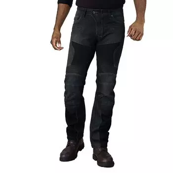 KOMINE Мотоциклетные джинсы Super Fit из кожи и сетки, цвет Deep Indigo L, для осени, сетчатый материал, стандарт CE, уровень 2, эластичный защитный материал