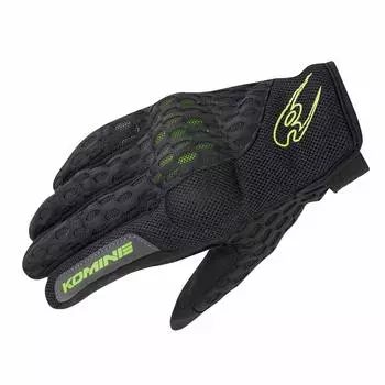 Komine Protective Cooling Mesh Gloves for Motorcycles XS 12977 For and Autumn Mesh Material Black/Neon GK-243 Spring, Summer,