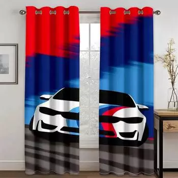 Комикс гоночный автомобиль крутой печатный 3D современный светофильтрующий занавес оконные шторы для детской девочки гостиная спальня 2 шт (W50H130cm)-2pcs&Hook