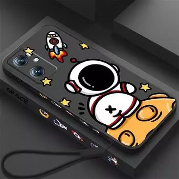 Комиксы, космонавт, мультяшная милая жидкая левая веревка для OPPO Find X6 X5 X3 A98 A96 A94 A93 A77 A76 A74 A72 A57 A53 A16 5G Funda OPPO A93
