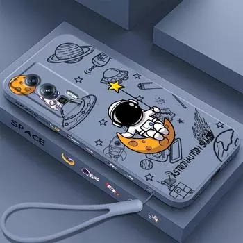 Комиксы, космонавт, мультяшное искусство, жидкая левая веревка для Xiaomi Redmi 13C 12 12C K60 A1 K50 11 K40 10C 10 9A 9AT 9T 9C 5G сзади Redmi 12 5G