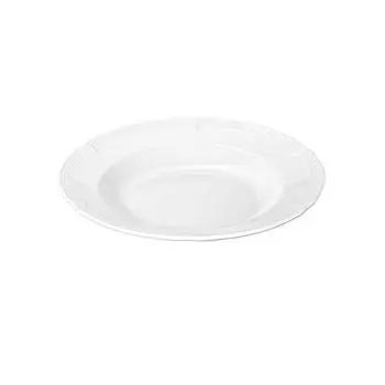 Коммерческая имитация керамической тарелки из меламина с кружевным краем, устойчивая к падениям, белая десертная тарелка для столовой