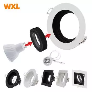 Коммерческие квадратные белые черные регулируемые встраиваемые точечные светильники рамка для светильника светодиодные лампы GU10 MR16 фитинги для ламп чёрный