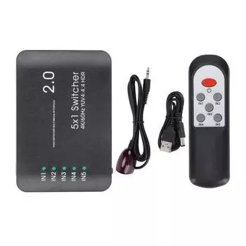 Коммутатор интерфейса мультимедиа HD 5 портов 4K на 60 Гц YUV 4:4:4 и коммутатор HDR Hub 2.0 с ИК-пультом для One X PS4 Pro