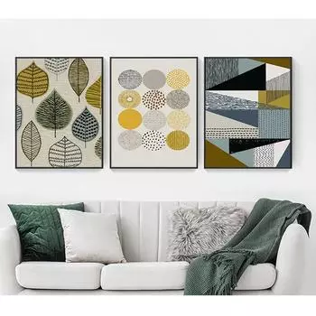 Комната без рамки, абстрактная геометрическая декоративная модульная картина, настенная живопись на холсте для гостиной 21cm30cm NoFrame
