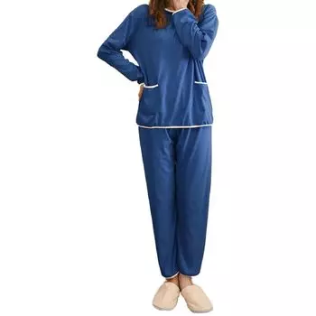 Комната Длинный верх и низ Осень [Ishihara liacceai] Пижама, Одежда, Женская, Рукав, Комплект, Теплая, Свободная, Милая, Домашняя одежда, Мягкая, Весна, Лето,