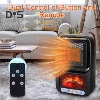 Комнатный обогреватель 2 режима обогрева Быстрый обогрев Пульт дистанционного управления Энергосберегающий Низкий уровень шума Для использования в помещении Небольшой обогреватель для помещений US Plug чёрный