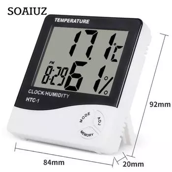 Комнатный ЖК-электронный цифровой измеритель температуры и влажности, термометр, гигрометр, метеостанция HTC-1