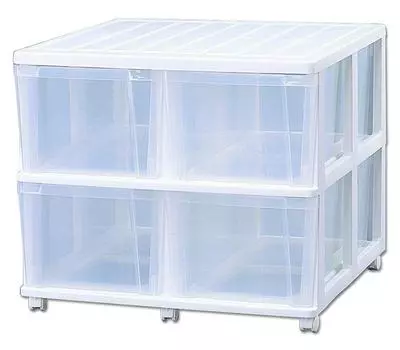 Комод Iris Ohyama, 2 яруса, глубина, ширина 74 x глубина 70 x высота 64,5 см, белый/прозрачный OCD-744 белый