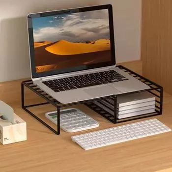 Компьютерная стойка с приподнятым монитором, двухслойная конструкция, высокая устойчивость, вентилируемая подставка для ноутбука, офисный стол для хранения вещей Single Layer белый
