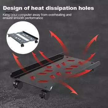 Компьютерная стойка с регулируемой шириной, грузоподъемностью 80 кг, стальная роликовая стойка для процессора, регулируемый держатель для мобильной тележки с колесами чёрный