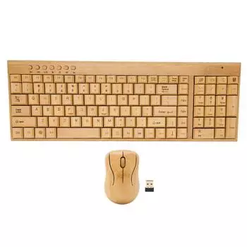 Компьютерные беспроводные устройства 2,4 ГГц беспроводное соединение Plug and Play бамбуковое дерево компьютерное управление Mouse and keyboard set