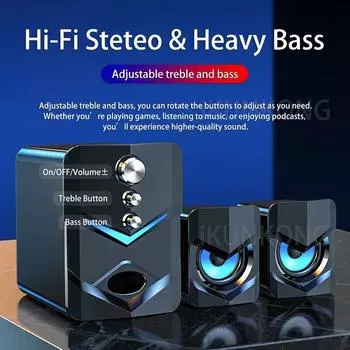 Компьютерные колонки с питанием от USB — звуковая панель Bluetooth, дополнительный вход 3,5 мм, улучшенное качество звука для настольного монитора, ПК, ноутбуков AUX белый