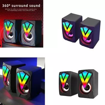 Компьютерные колонки с питанием от USB, проводные колонки RGB для ПК со стереозвуком 3 Втx2 для настольного ПК