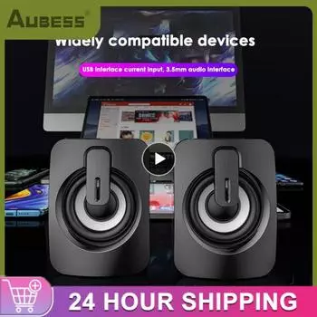 Компьютерные колонки Звуковая коробка для ПК HIFI Стереомикрофон USB Проводной со светодиодной подсветкой для настольного компьютера