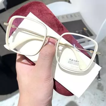 Компьютерные очки для близорукости с защитой от синего света, ретро-металлическая оправа, очки TR90, очки унисекс, компьютерные большие квадратные очки, от 0 до -6,0 6 белый