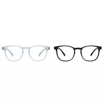 Компьютерные очки HUSTLR Zero Power Bluecut с антибликовым покрытием | Синие и черные квадратные оправы | Для мужчин и женщин | Большие | LB E14058 Combo pack