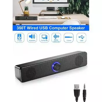 Компьютерный динамик Linkstyle, стерео и бесшумная звуковая панель для ПК, настольного компьютера, ноутбука, планшета, планшета, CD-плеера, питание от USB чёрный