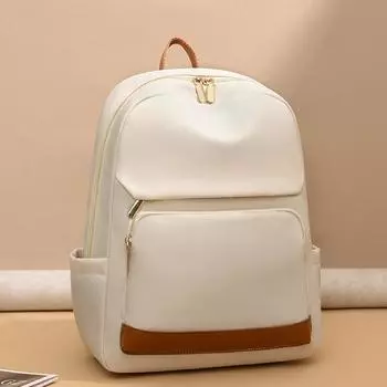 Компьютерный рюкзак женский рюкзак контрастный цвет школьный портфель для школьников средней школы бежевый