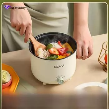 Компактная электрическая мультиварка: Идеально подходит для общежитий и небольших квартир. Идеально подходит для порционной лапши и многого другого. orange handle, 1.8L single pot кремовый/белый