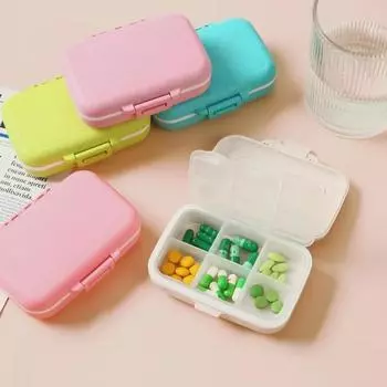 Компактная аптечка с 6 ячейками: Портативный, герметичный, многофункциональный органайзер для таблеток 11 x 8.5 x 3 cm