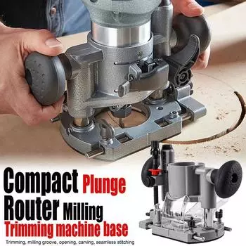 Компактная база фрезера для плунжерных фрезеров, подставка для вырезания пазов, алюминиевый кронштейн для электрического фрезера, основание для фрезерной машины чёрный