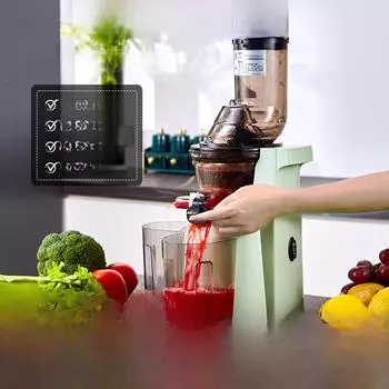 Компактная бытовая электрическая соковыжималка — бесшумная работа, эффективное отделение сока и мякоти, идеально подходит для фруктов DC motor авокадо/зелёный