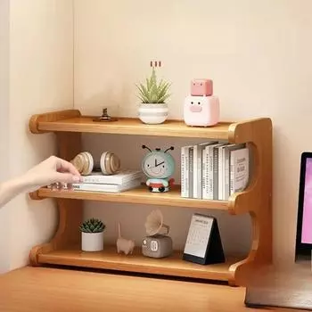 Компактная деревянная настольная подставка, экономящая место, простой органайзер для обуви, настольная стойка для хранения приправ 2 Tiers